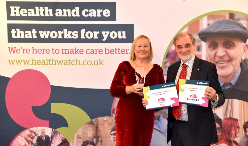 CTCIC CEO Kate Holt and Healthawtch Northamptonshire Chair Dr David N Jones with the  awards